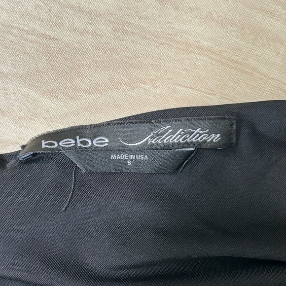 Bebe Addiction Black One Shoulder Ruched Side Cutout Mini Dress Size Small - Picture 3 of 6